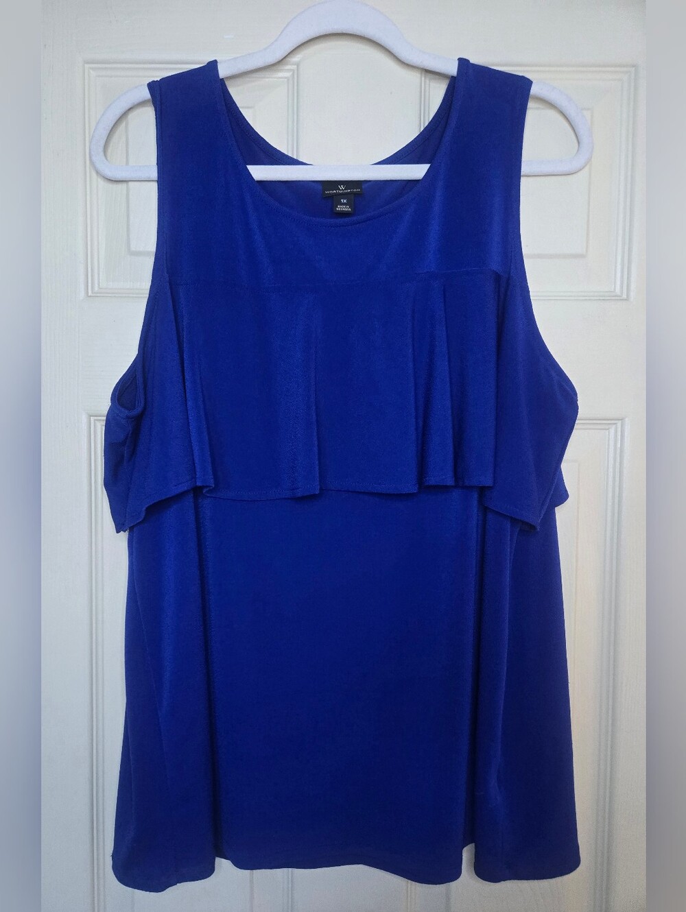 Worthington Royal Blue Sleeveless Ruffle Tank